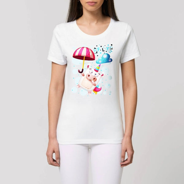 T-shirt femme licorne crazy fly blanc 