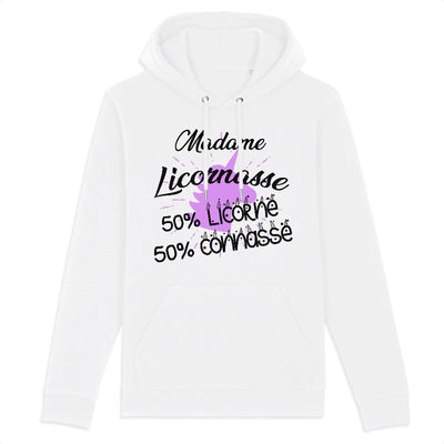 sweat hoodie licornasse licorne connasse blanc 