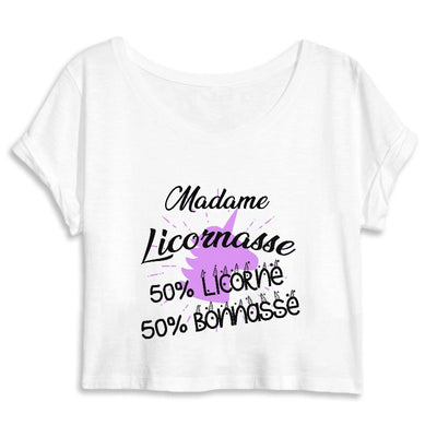 Crop top licornasse licorne bonnasse blanc 
