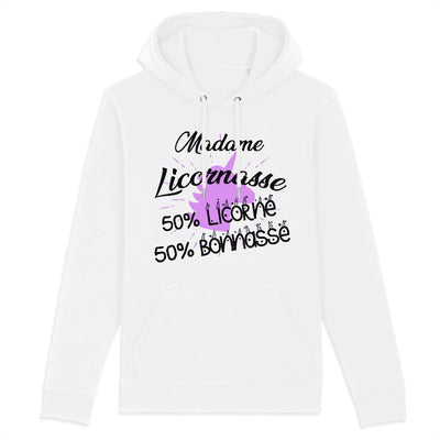 sweat hoodie licornasse licorne bonnasse blanc 