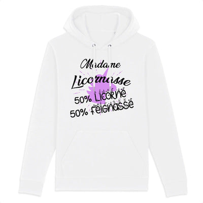 sweat hoodie licornasse licorne feignasse blanc 