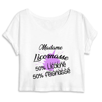 crop top licornasse licorne feignasse blanc 