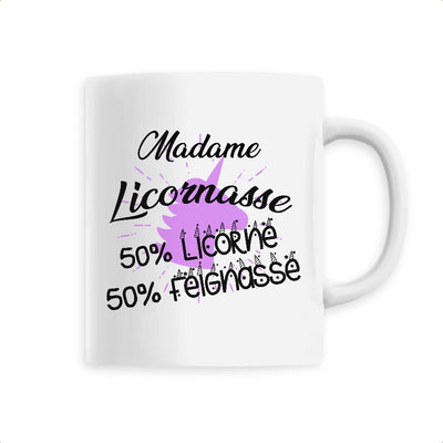 Mug licornasse licorne feignasse blanc