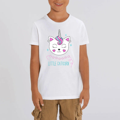 t-shirt licorne enfant little caticorn blanc coton bio