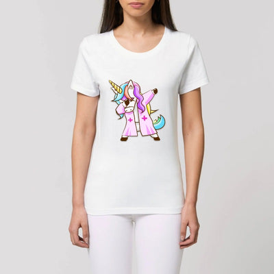 T-shirt licorne infirmière qui dab blanc coton bio