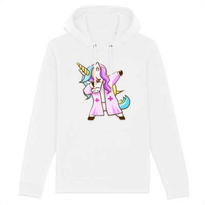 sweat licorne infirmière qui dab blanc coton bio
