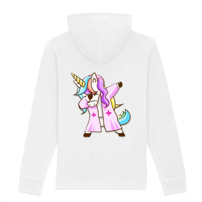 sweat licorne infirmière qui dab blanc coton bio
