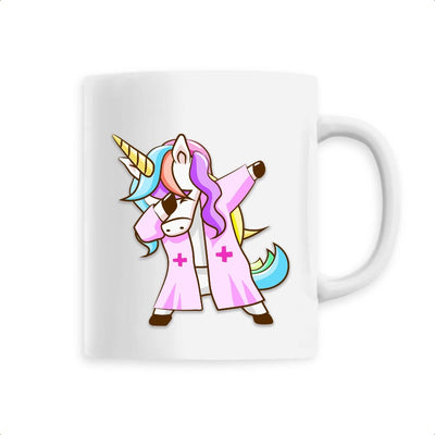 Mug licorne infirmière qui dab blanc 