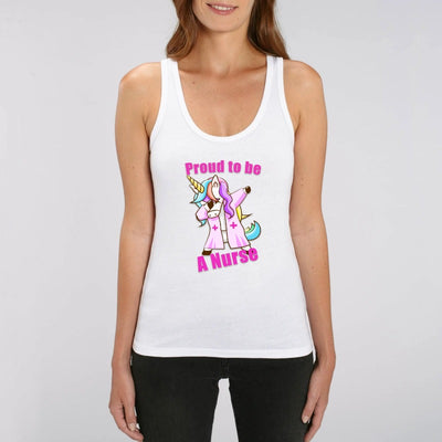 Débardeur licorne proud to be a nurse blanc coton bio 