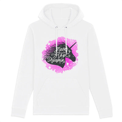 sweat licorne femme never stop dreaming blanc coton bio 