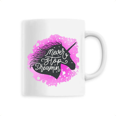 Mug licorne never stop dreaming blanc