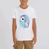 t-shirt licorne enfant blanc seahorse hyppocorne coton bio
