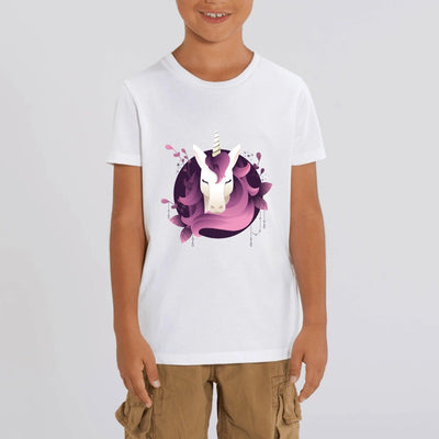 t-shirt licorne enfant blanc starlette coton bio