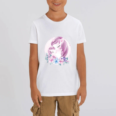 t-shirt licorne enfant blanc amour de licornes coton bio