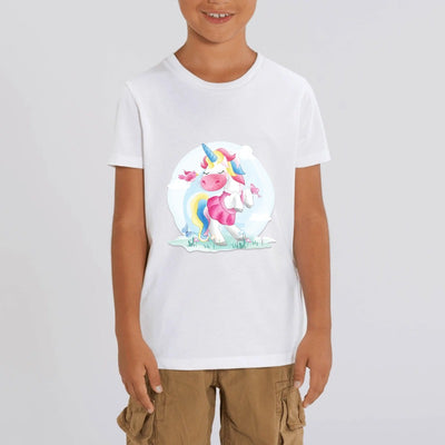 t-shirt licorne enfant blanc je suis une princesse coton bio