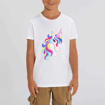 t-shirt licorne enfant blanc licorne éblouissante coton bio 