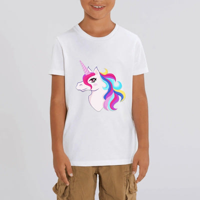 t-shirt licorne enfant blanc licorne pétillante coton bio 
