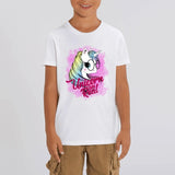 t-shirt licorne enfant blanc unicorn are real coton bio 