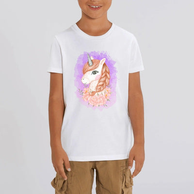 t-shirt licorne enfant blanc tresse naturelle coton bio 