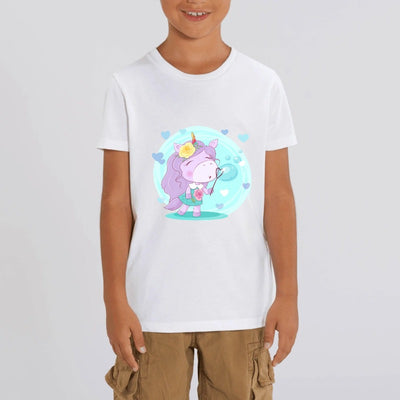 t-shirt licorne enfant blanc bulles de savon coton bio