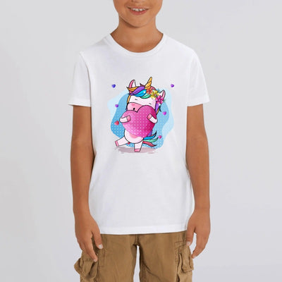 t-shirt licorne enfant blanc gros câlin coton bio 