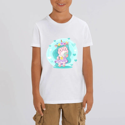 t-shirt licorne enfant blanc donuts délicieux coton bio