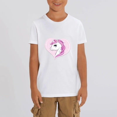 t-shirt licorne enfant blanc joli coeur coton bio 