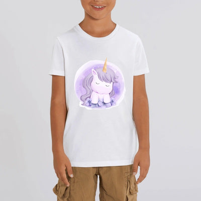 t-shirt licorne toute douce enfant blanc coton bio 