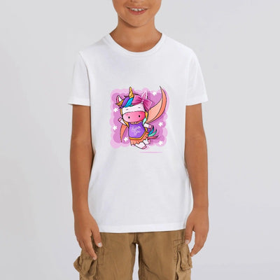 t-shirt licorne enfant blanc super girl coton bio