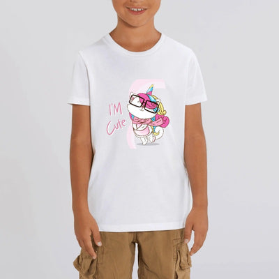 t-shirt licorne enfant blanc cute caticorn coton bio