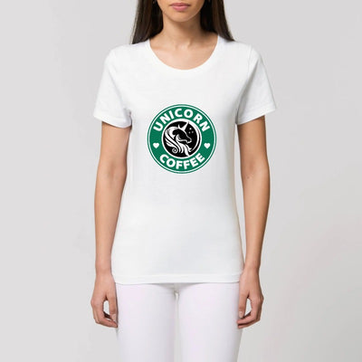 t shirt licorne femme unicorn coffee blanc 