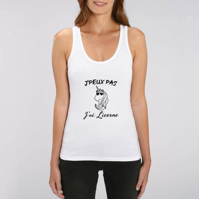 Débardeur licorne femme blanc j'peux pas j'ai licorne