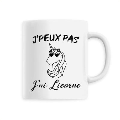 mug licorne anse blanche j'peux pas j'ai licorne