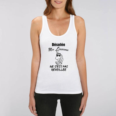 Débardeur licorne femme blanc ma licorne ne s'est pas réveillée