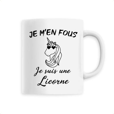 Mug licorne anse blanche m'en fous suis une licorne