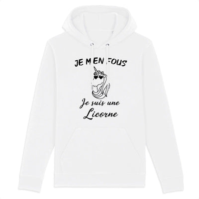 sweat licorne femme blanc m'en fous je suis une licorrne