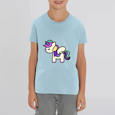 T-shirt licorne cute enfant bleu coton bio 