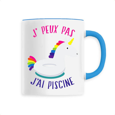 Mug licorne j'peux pas j'ai piscine bleu