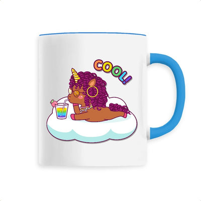 Mug licorne cool curly bleu 