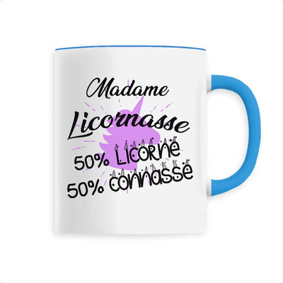 Mug licornasse licorne connasse bleu