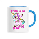 mug licorne proud to be a nurse bleu 