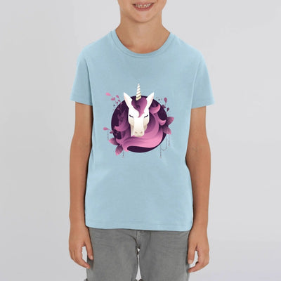 t-shirt licorne enfant bleu starlette coton bio