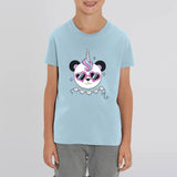 t-shirt licorne enfant bleu pandacorn lunettes coton bio