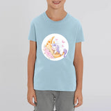 t-shirt licorne enfant bleu dodo lune coton bio 