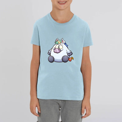 t-shirt licorne enfant bleu super copine coton bio