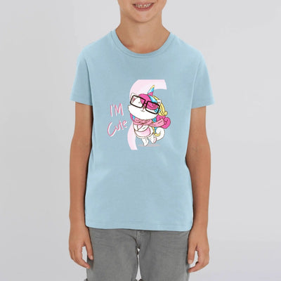 t-shirt licorne enfant bleu cute caticorn coton bio