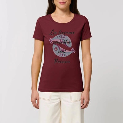 T-shirt licornes sensibles sont Poisson bordeaux coton bio