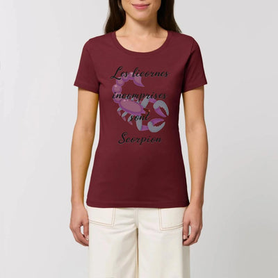 T-shirt licornes incomprises Scorpion XS S M L XL bordeaux coton bio