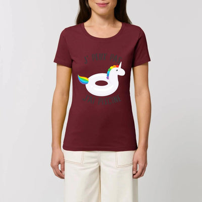 T-shirt licorne j'peux j'ai piscine bordeaux coton bio 