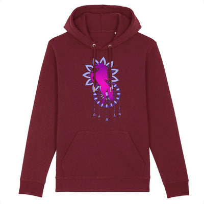 sweat hoodie licorne mandala bordeaux coton bio 